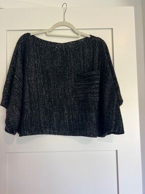BCBGMaxAzria Black with metalic/silver Fleck Knit Top